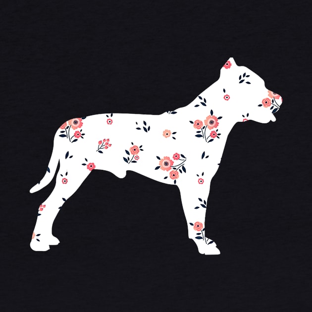 Funny pitbull Shirt Cute Dog Flower Silhouette Gift Dog Mom by Wolfek246